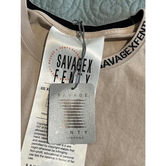 Savage X Fenty T Shirt Oversized Back Page Tee Womens XS Mauve Pink NEW - Picture 6 of 10